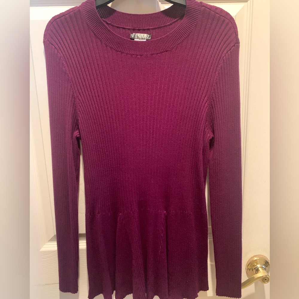 Venus peplum plum color sweater, size XL.